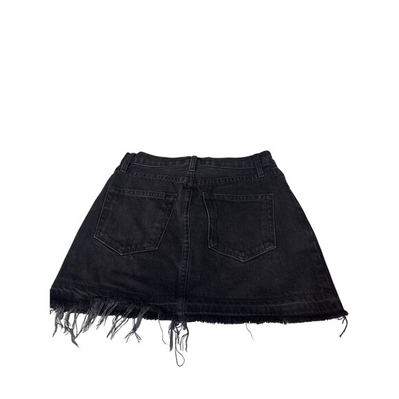 Black Frame 24 Denim Studded Mini Skirt With Raw Hem - Picture 4 of 4